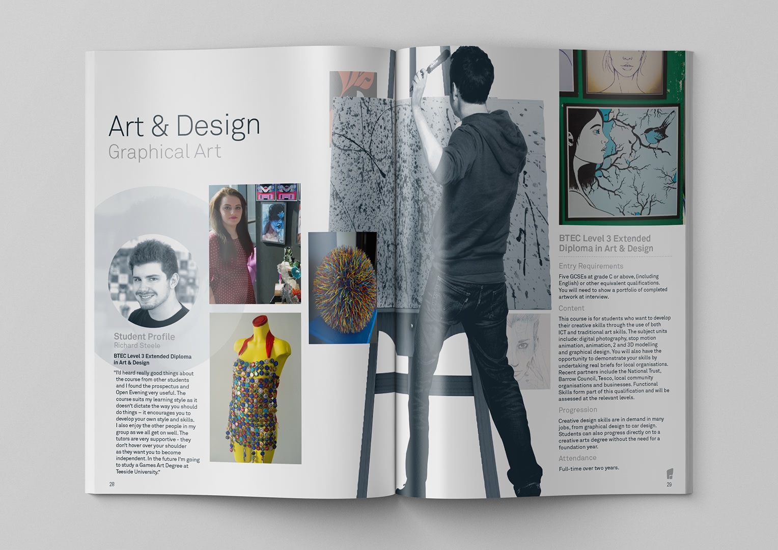 Furness College Prospectus Creative artwork and graphic design.