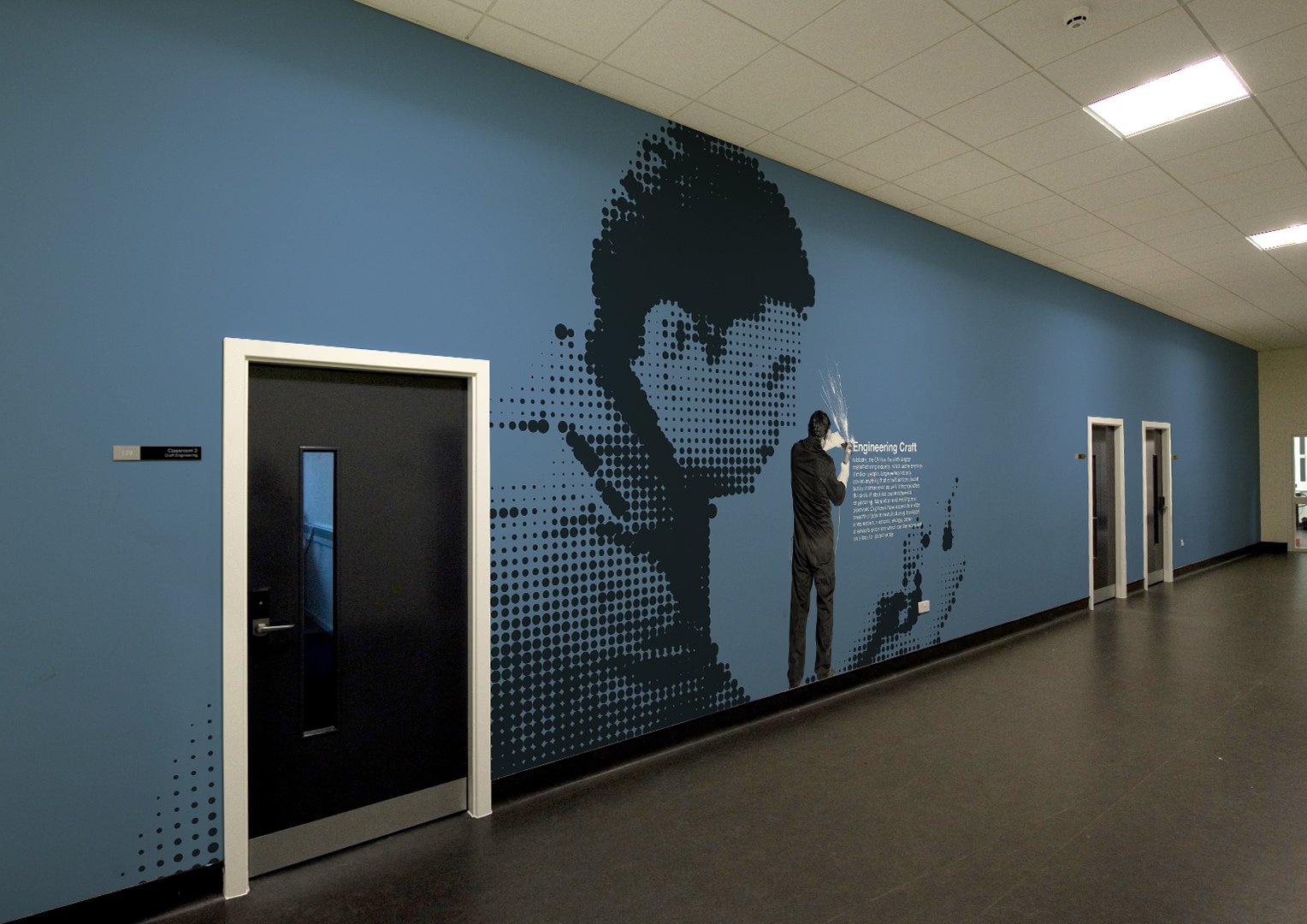 Furness College Wall Branding Creative artwork and graphic design.