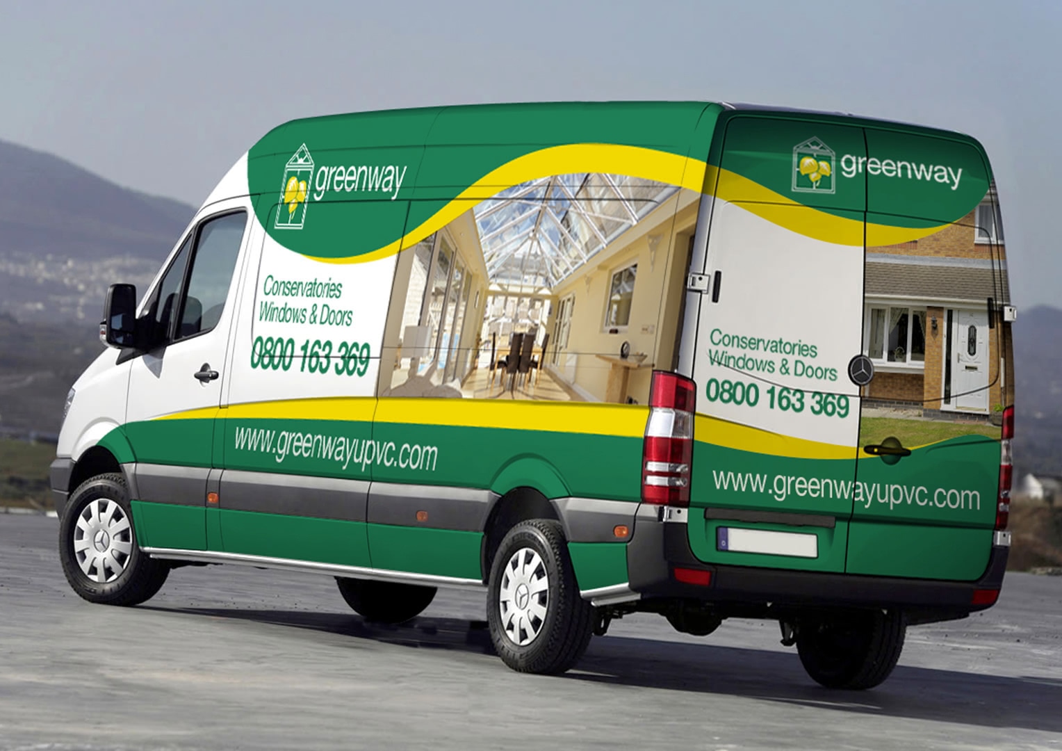 Greenway UPVC. Van Livery. Creative artwork and graphic design.