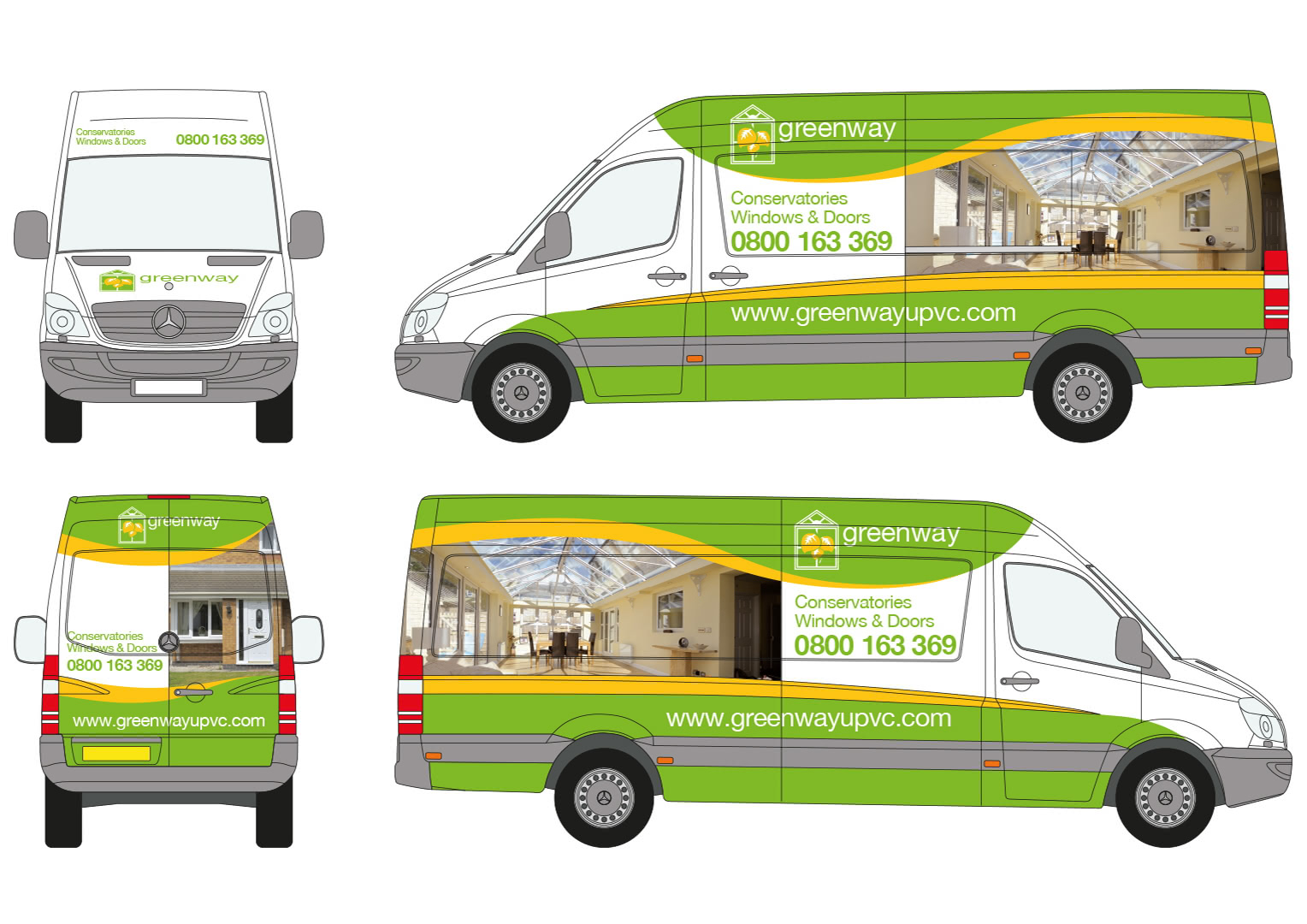 Greenway UPVC. Van Livery. Creative artwork and graphic design.