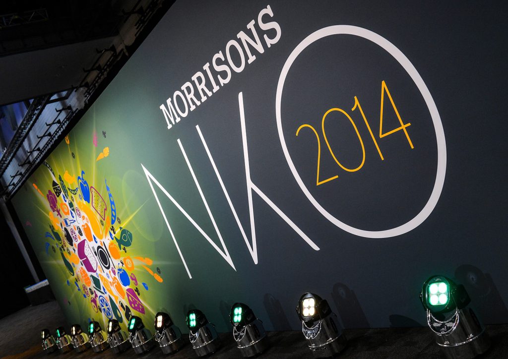 Morrisons. National Kick Off Event. Signage and event space branding. Creative artwork and graphic design.