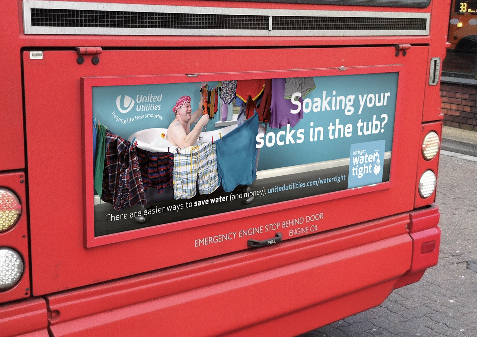 Bus Ad United Utilities Water Tight Campaign